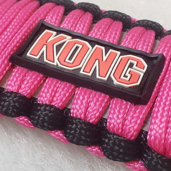 NEW! L/XL KONG Pink & Black *On the Go* Braided Reflective Adjustable Dog Collar - Picture 2 of 12